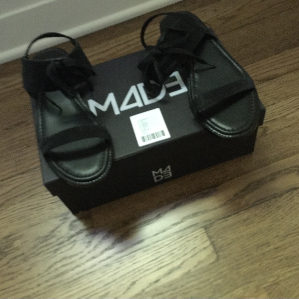 M4D3 (MADE) black leather nubuck sandals NWT